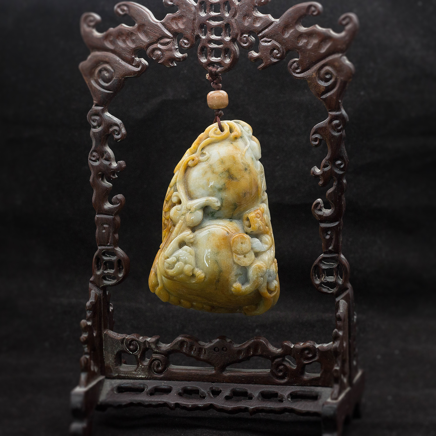 工厂直销 缅甸天然A货翡翠玉器 糯种黄翡如意葫芦福禄寿摆件 包邮