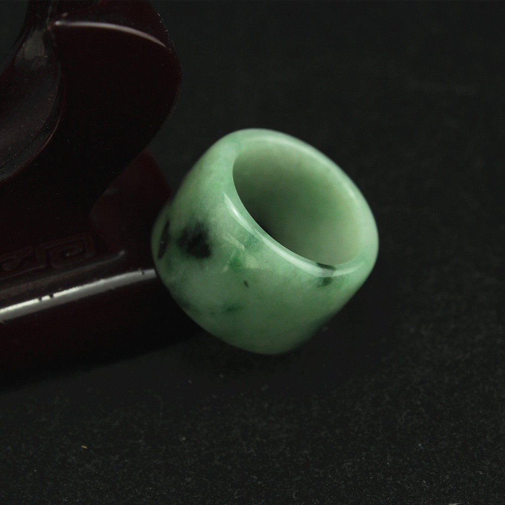 21mm 特价 缅甸天然翡翠A货玉器 糯种飘绿大扳指戒指指环 包邮