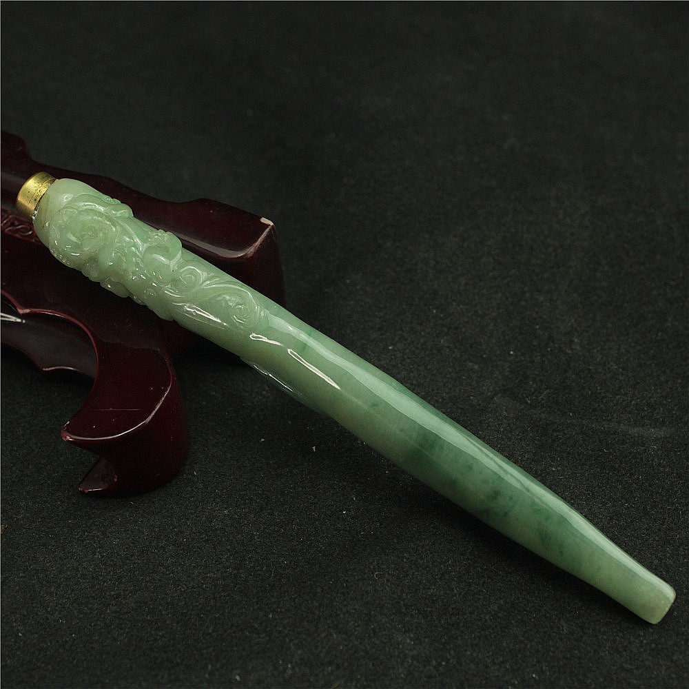 特价 天然缅甸翡翠a货玉器 糯种油青飘花招财貔貅烟嘴带滤嘴 包邮