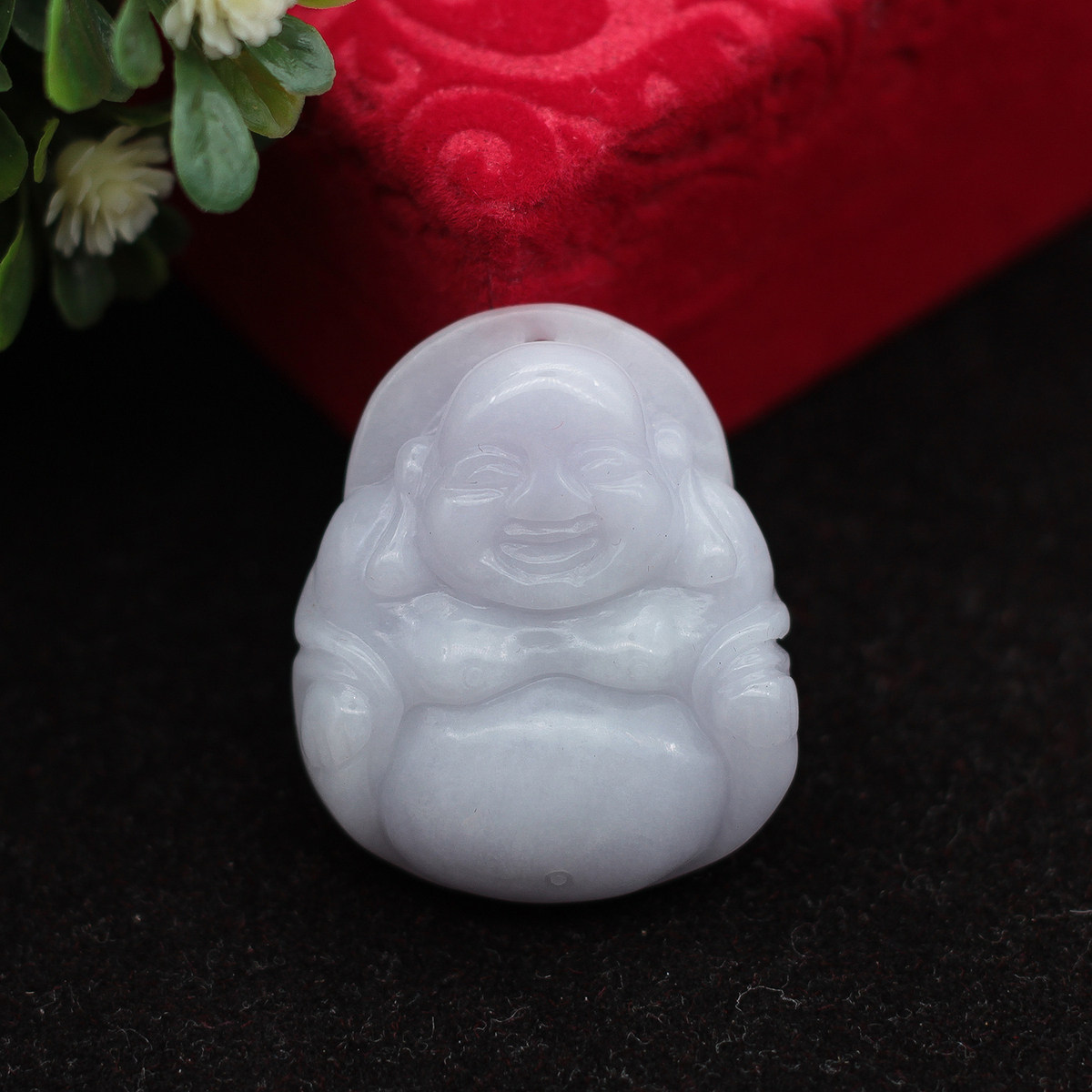 缅甸天然翡翠A货玉器 糯种紫罗兰大笑佛 玉佛佛公吊坠玉佩 包邮