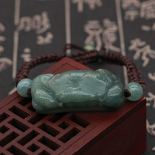 工厂直销 缅甸A货翡翠玉器 油青冰糯种年年有余鲤鱼手牌手链 包邮