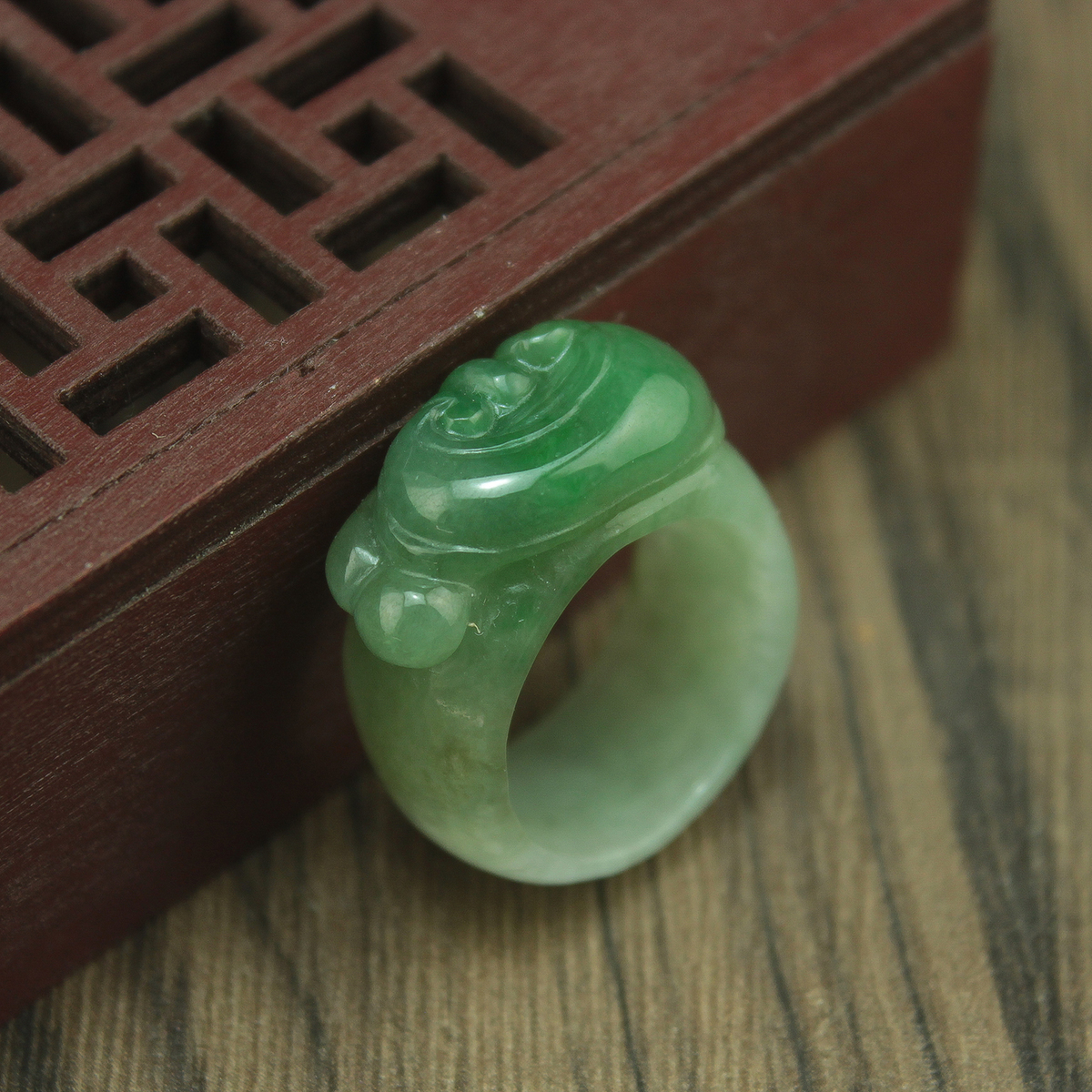 天然老坑油青如意戒指玉器特价