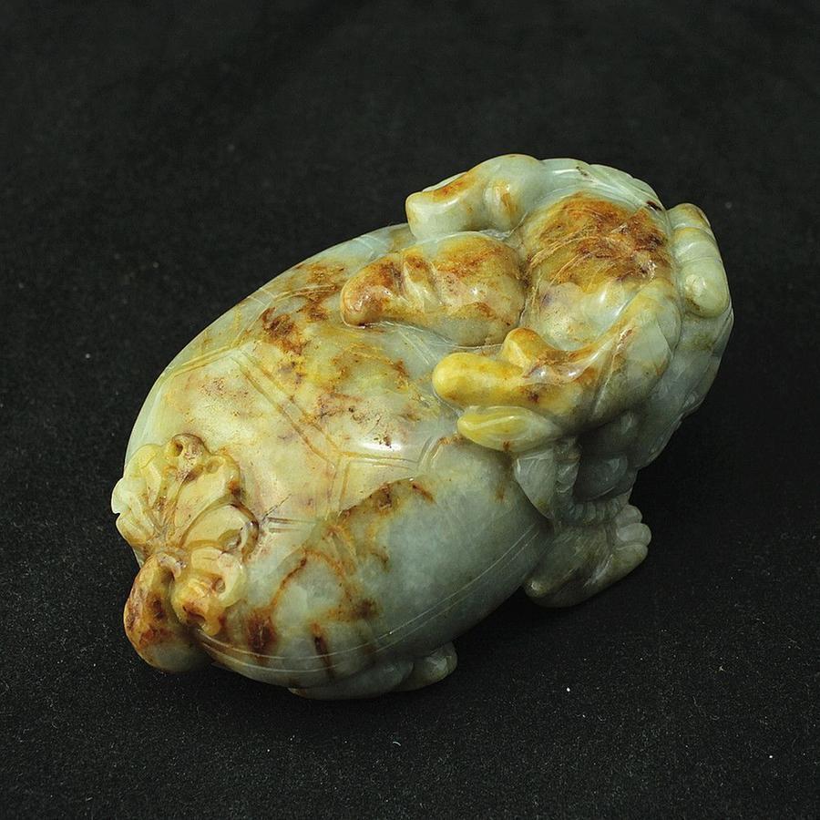 特价  缅甸天然a货翡翠玉器 糯种红翡龙头龟大玩件小摆件 包邮