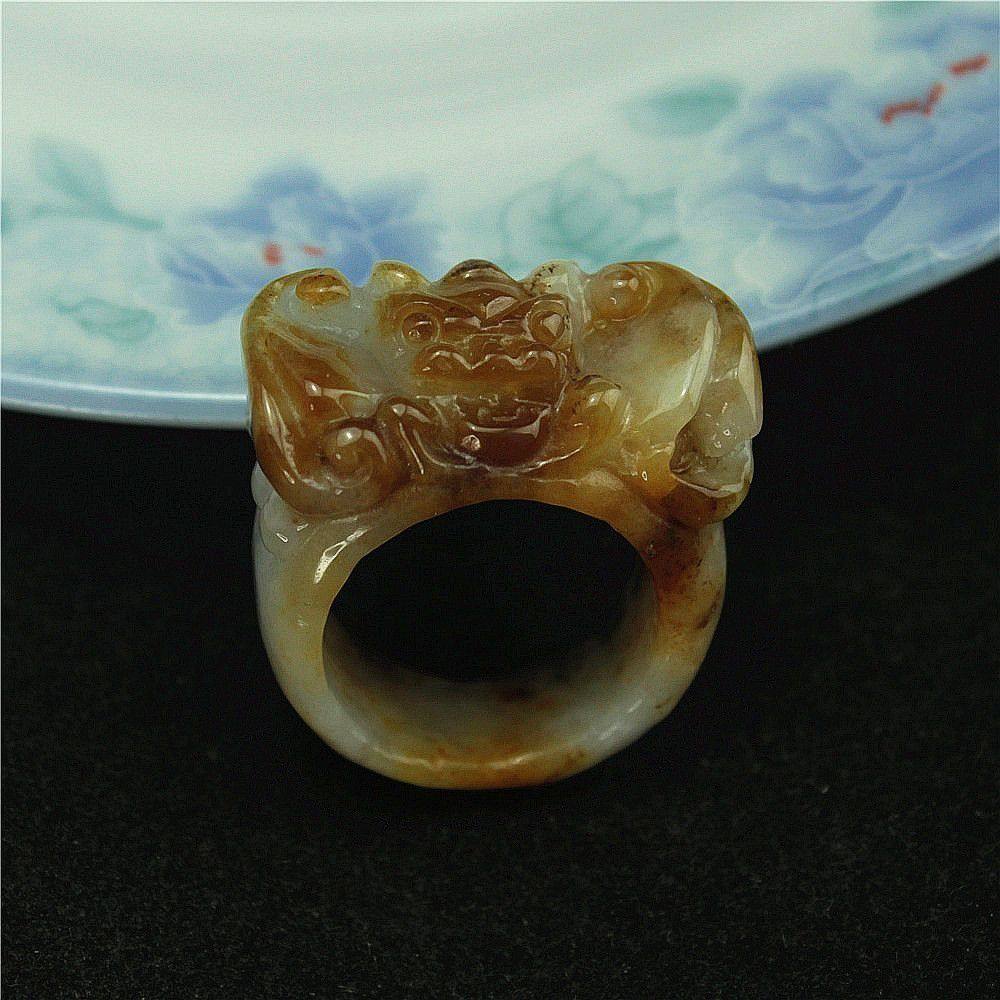 19mm 特价 天然缅甸翡翠a货玉器 糯种红翡洪福齐天 蝙蝠戒指 包邮