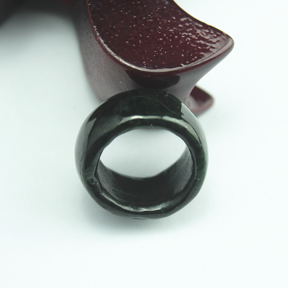 16mm 特价 缅甸天然翡翠A货玉器 糯种铁龙生干青招蝙蝠指环  包邮