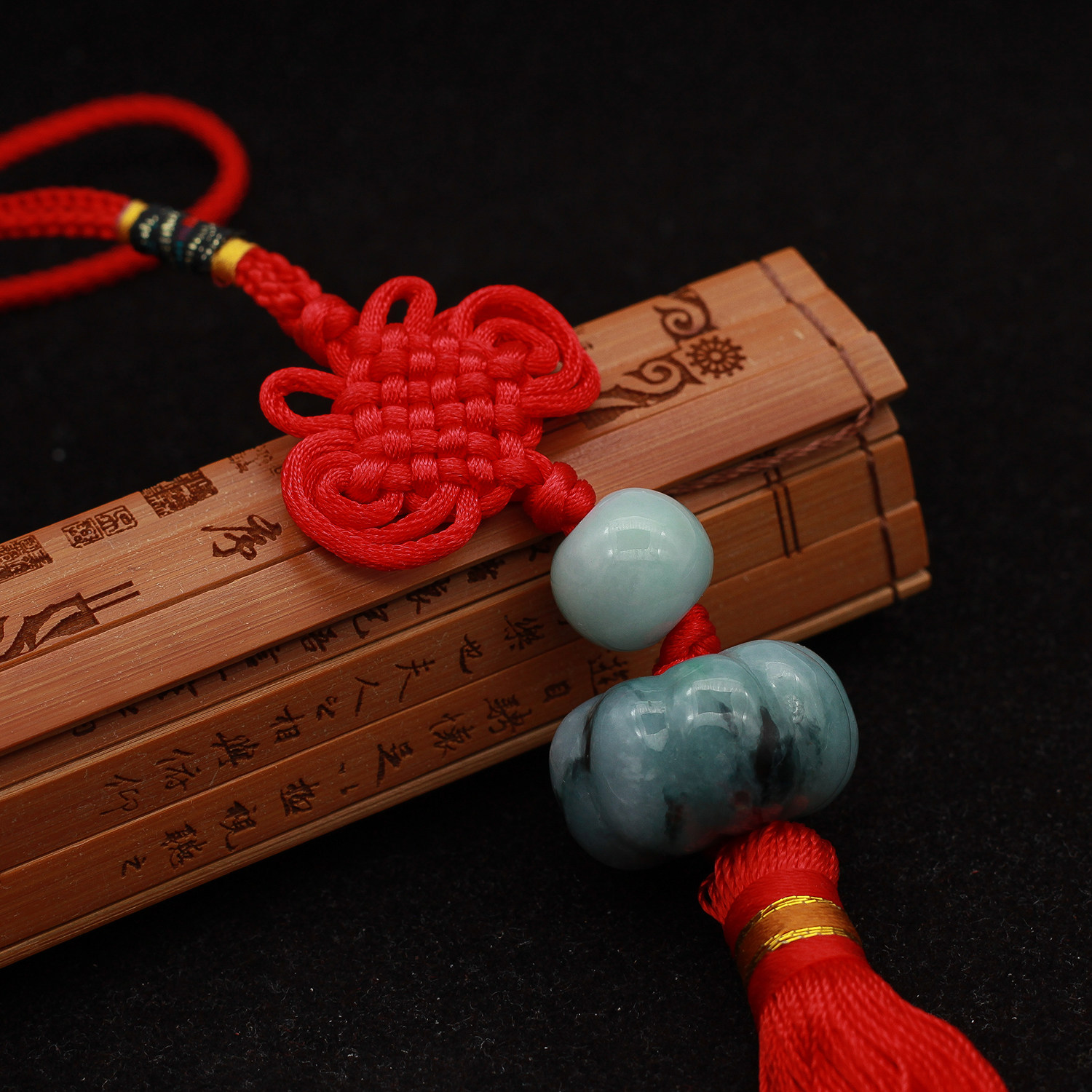 缅甸翡翠A货玉器 糯种飘花平安路路通南瓜福瓜翡翠车挂挂饰 包邮