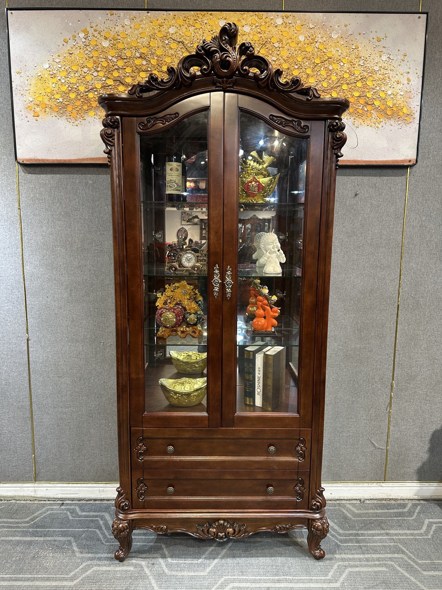 美式复古实木酒柜客厅家用收纳储物柜