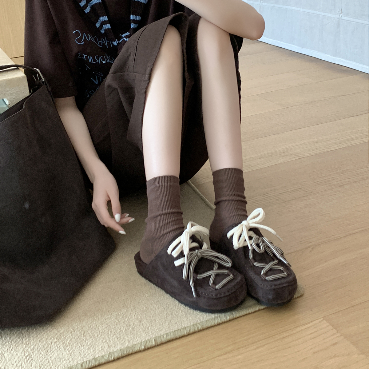 宝小姐2025时尚勃肯鞋厚底包头拖