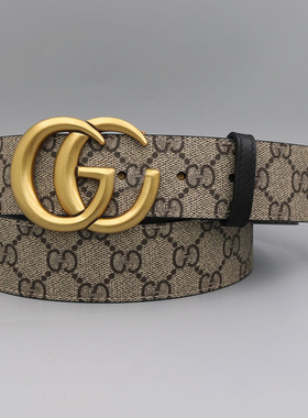 复古铜扣咖皮黑皮底3.7厘米宽双面用男款腰带转动扣头可裁剪皮带