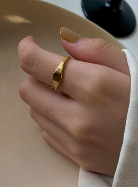 女钛钢极简法式复古几何线条高级