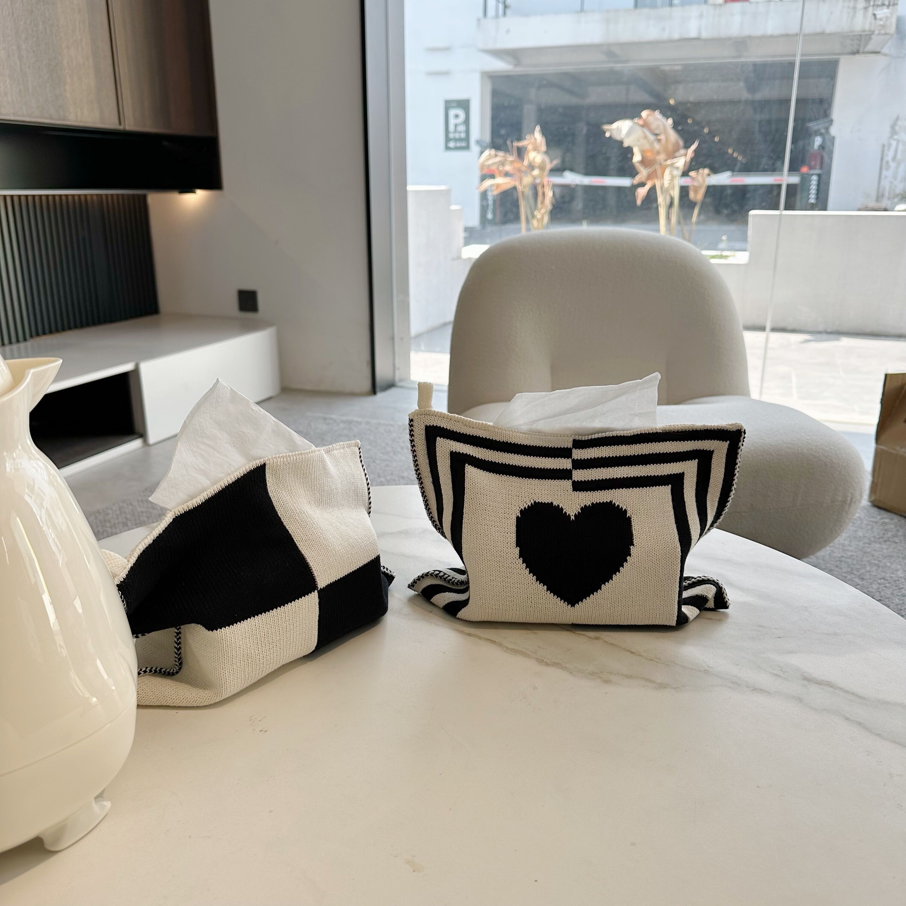 心形针织纸巾袋桌面装饰纸巾盒