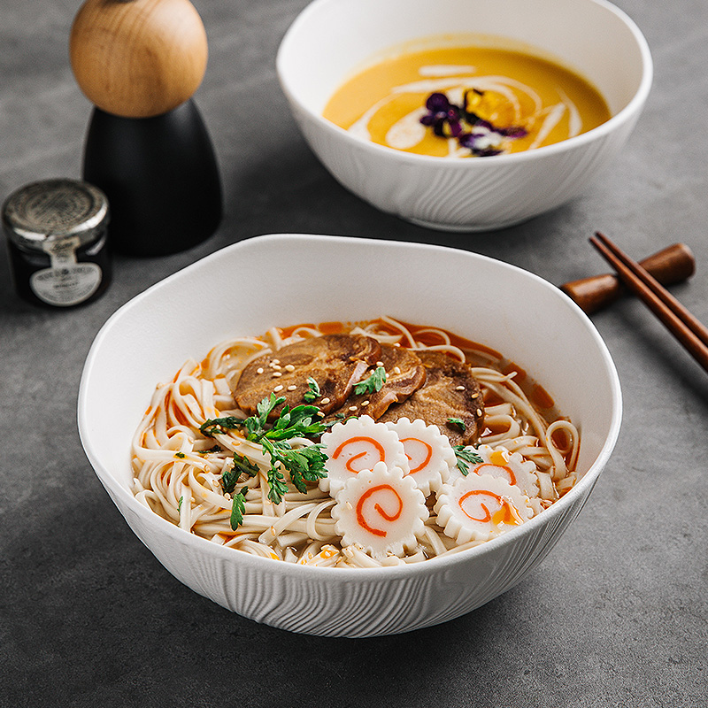 高颜值陶瓷黑白米饭汤碗4/6/7寸