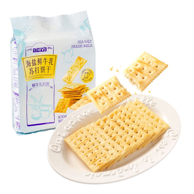 叮咚买菜 叮咚V5海盐鲜牛乳苏打饼干独立包装 500g点心下午茶