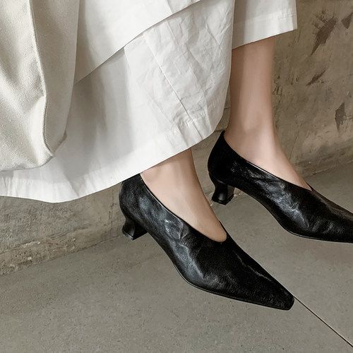 artifact。重工·羊皮高跟鞋女