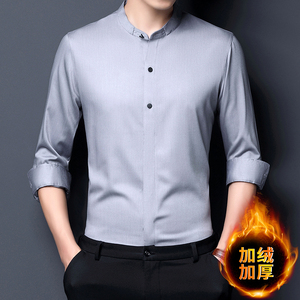 Y6918钱塘2020-2秋冬加绒加厚男士长袖商务长袖衬衣免烫休闲图片