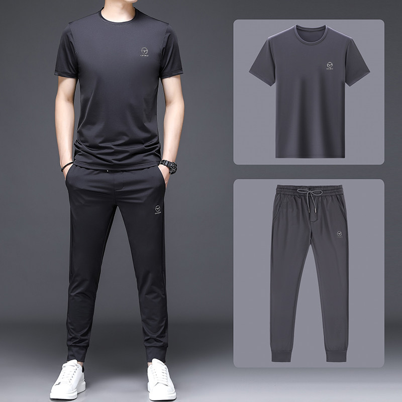 S9362-2钱塘2020-2夏季青年运动休闲薄款短袖长裤裤套装潮牌P115，男装套装，钱塘207-2