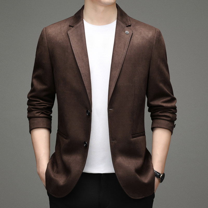 L663钱塘2020-2秋冬麂皮小西装西服男外套商务上衣西装秋季P170图片