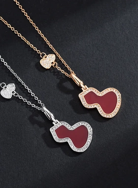 镀银精工红玛瑙葫芦项链女国潮气质小众设计高级感贝母吊坠锁骨链