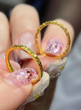 满天星细闪金色戒指女小众设计高级碎冰冰轻奢气质百搭个性食指环