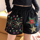 秋冬季 重工靴裤 外穿女新款 短裤 百搭a字热裤 黑色个性 阔腿打底裤 潮