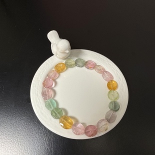 G820碧玺糖果彩虹手链 德国工艺椭圆直切圆片通透证书 蓝碧玺