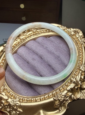 J12翡翠叮当镯手镯圈口55镯子A货冰糯美女玉镯三色捡漏纹裂证书