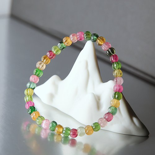 TIAN011  天然 稀缺南瓜珠 灯笼珠 碧玺手串 手工雕刻5.5mm证书