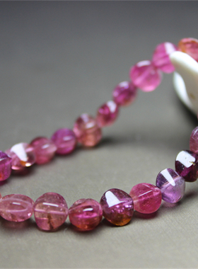 F316碧玺巴西杨桃粉红碧玺纽扣珠宝石红色Ruby红珠宝手串散珠