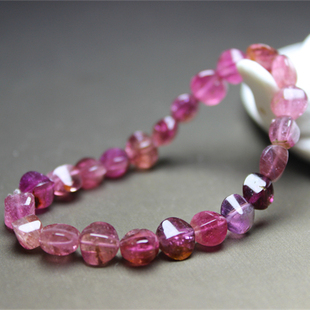 F316碧玺巴西杨桃粉红碧玺纽扣珠宝石红色Ruby红珠宝手串散珠