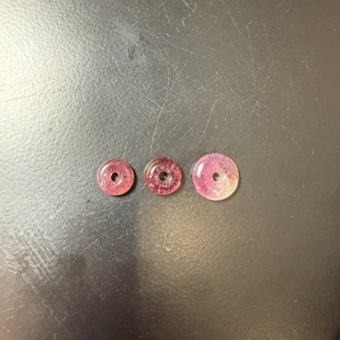 H322平安扣碧玺宝石3颗配珠DIY宝石耳环吊坠镶嵌粉红双色顺丰