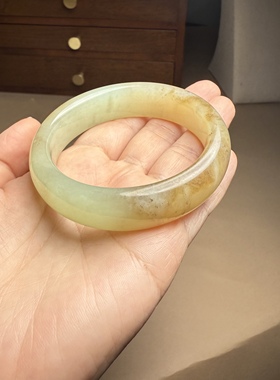 H57和田玉 手镯 玉镯 镯子 53MM 圆镯福镯 珍品 天然 轮胎 证书