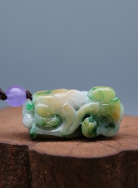 TIAN017天然翡翠A货  纯手工雕刻吉祥如意吊坠 糯米种温润含蓄