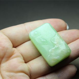 F723和田玉玉佩文玩雕刻挂件翠青翠鸟荷花意境清甜甜美保真证书