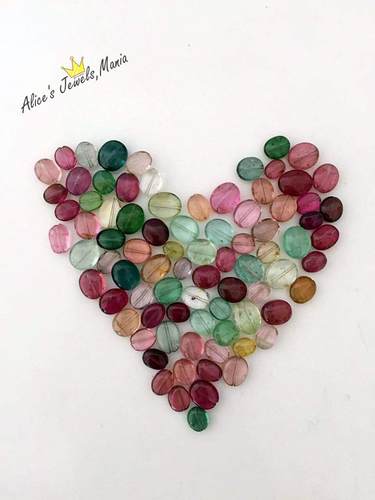 A20碧玺糖果色彩虹项链巴西天然亮 蓝 椭圆14K白金彩宝多色现货