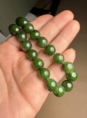 G517和田玉碧玉阳绿冰透温润手链手串圆珠10mm男女手钏天然秒发