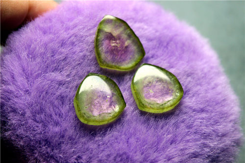 L25碧玺绿皮红瓤无孔镶嵌宝石原料西瓜碧玺三个一起爱丽丝珠宝店
