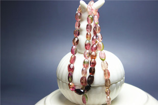 TT2碧玺刻面切角桶珠闺蜜礼物宝石项链散珠彩宝送礼西瓜双色闪亮