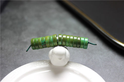 WW5绿松石 散珠 圆珠厚片 珠 光滑 一串 配珠 珠串 证书 天然