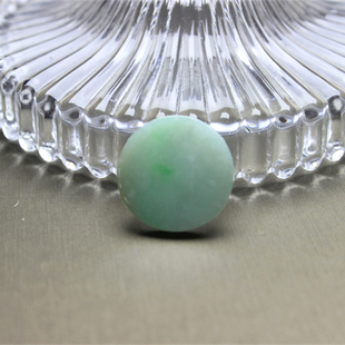 F629翡翠淡绿圆饼圆形圆盘裸石镶嵌天然现货设计创作宝石玉石硬玉