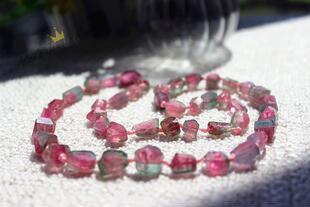 VV5碧玺 巴西 老矿 西瓜 艳丽 全净 项链 毛衣链 砖块 双色 惜售