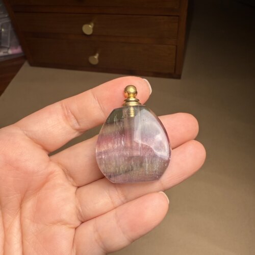 G920萤石天然漂亮豪华瓶子宝瓶香水瓶可打开有趣小物件宝石收藏