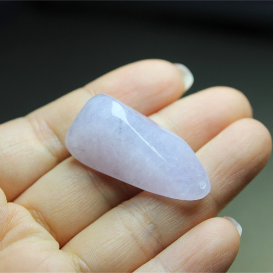 F119翡翠吊坠淡紫浅紫紫色糯冰种吊坠挂坠男女佩戴证书饱满雕刻料