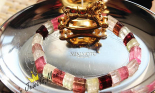 Z10碧玺ruby红淡水粉玻璃体三角形奢华独特公主气质手链切面闪亮