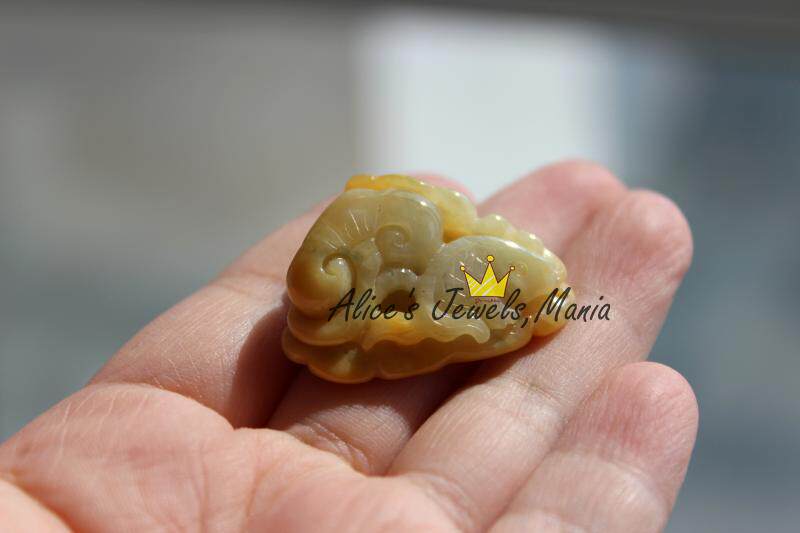 翡翠黄翡疙瘩多面雕刻雕件鱼如意荷叶浪花把件厚实包A挂件天然Z14