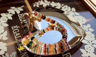 D15碧玺巴西老矿手链玻璃体闪耀刻面片状手镯镯形粗绳9K黄金现货