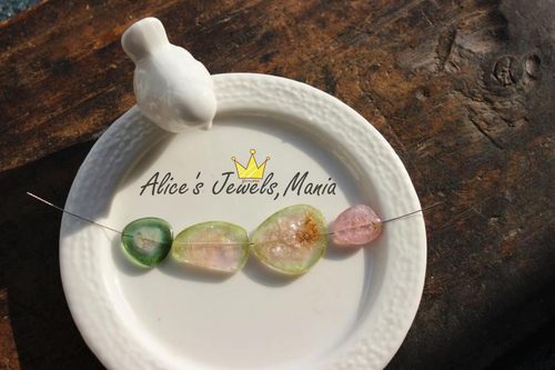 MM14特惠特价碧玺双色多色西瓜碧西瓜片西瓜皮4颗大片散珠配珠