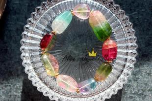 自珍惜售!碧玺手链手串大颗奢华西瓜双色三色粉蓝红绿 纯天然