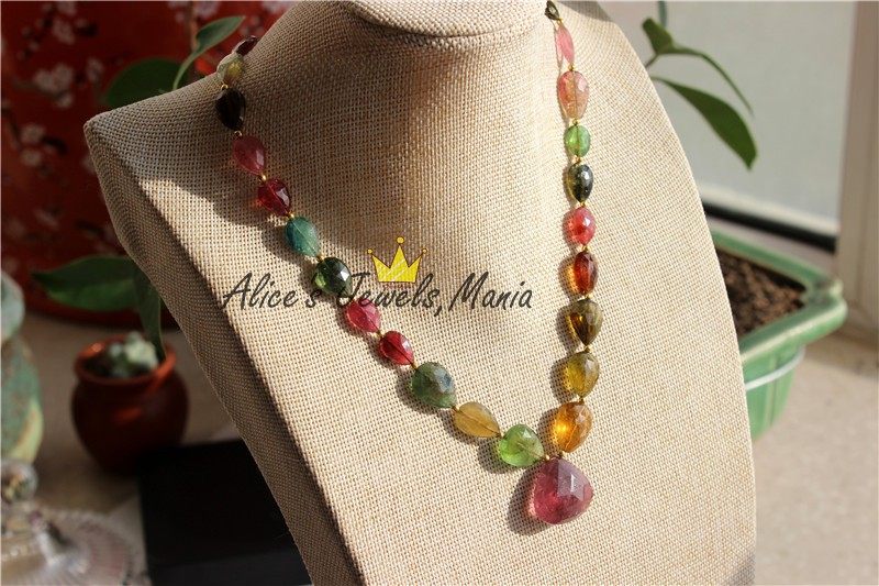 KK27碧玺罕见天然水滴心形刻面高端项链链豪华奢侈品非诚勿扰现货