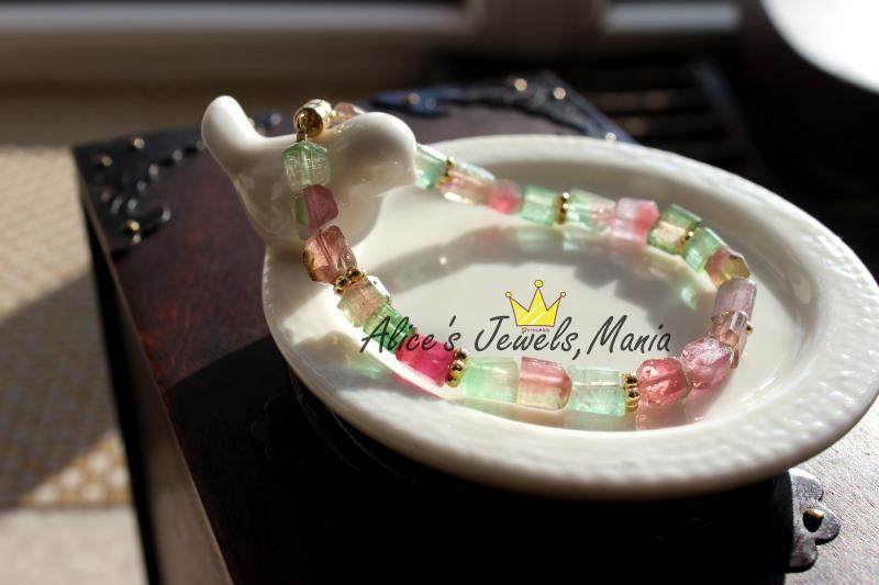 A26碧玺圣诞礼物送礼珠宝首饰手链手串吸扣西瓜双色多色现货