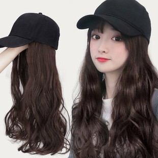 假发女长发帽子带假发一体女夏天时尚长卷发大波浪自然网红全头套